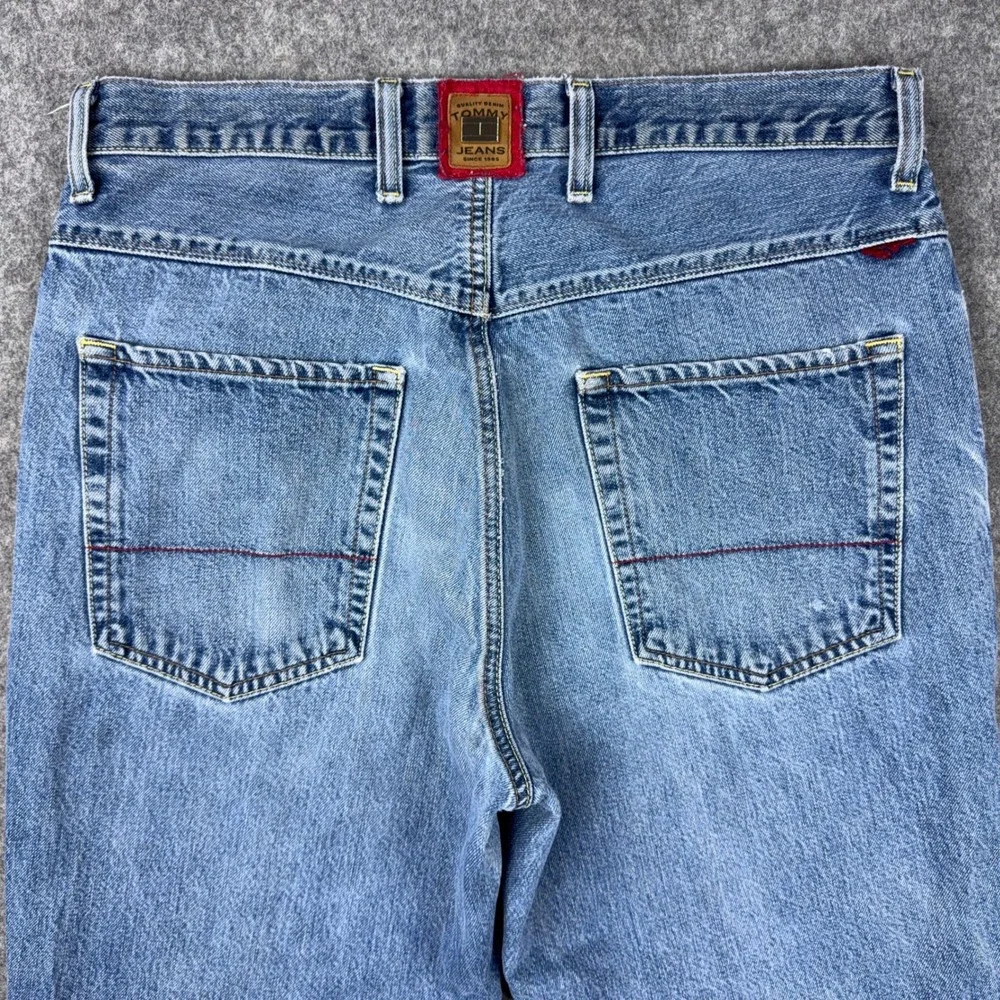 VTG Tommy Jeans Denim Mens 34x30 Light Wash Straight Leg 90s Y2K Made in Mexico